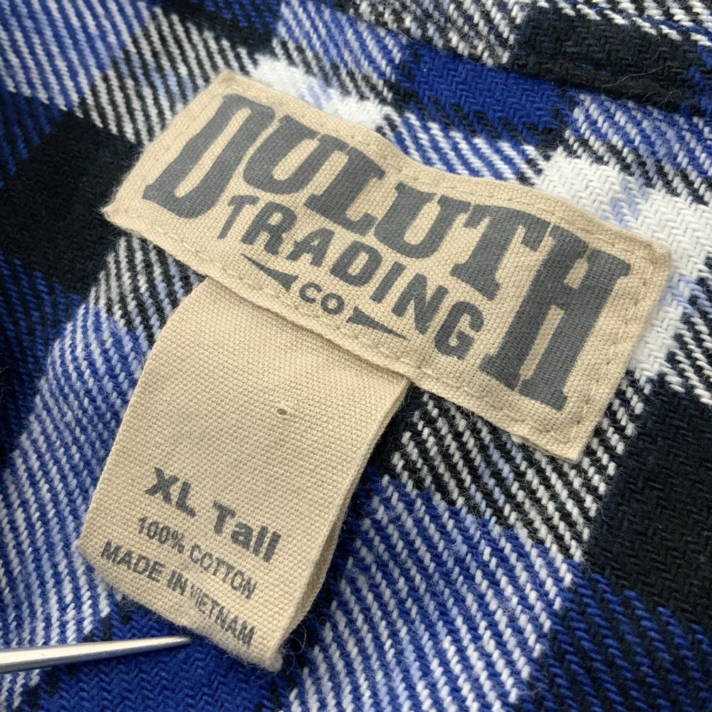 Duluth Trading Mens XL Tall Burlyweight Flannel Shirt Button Up Thick Heavy Blue - Picture 9 of 10